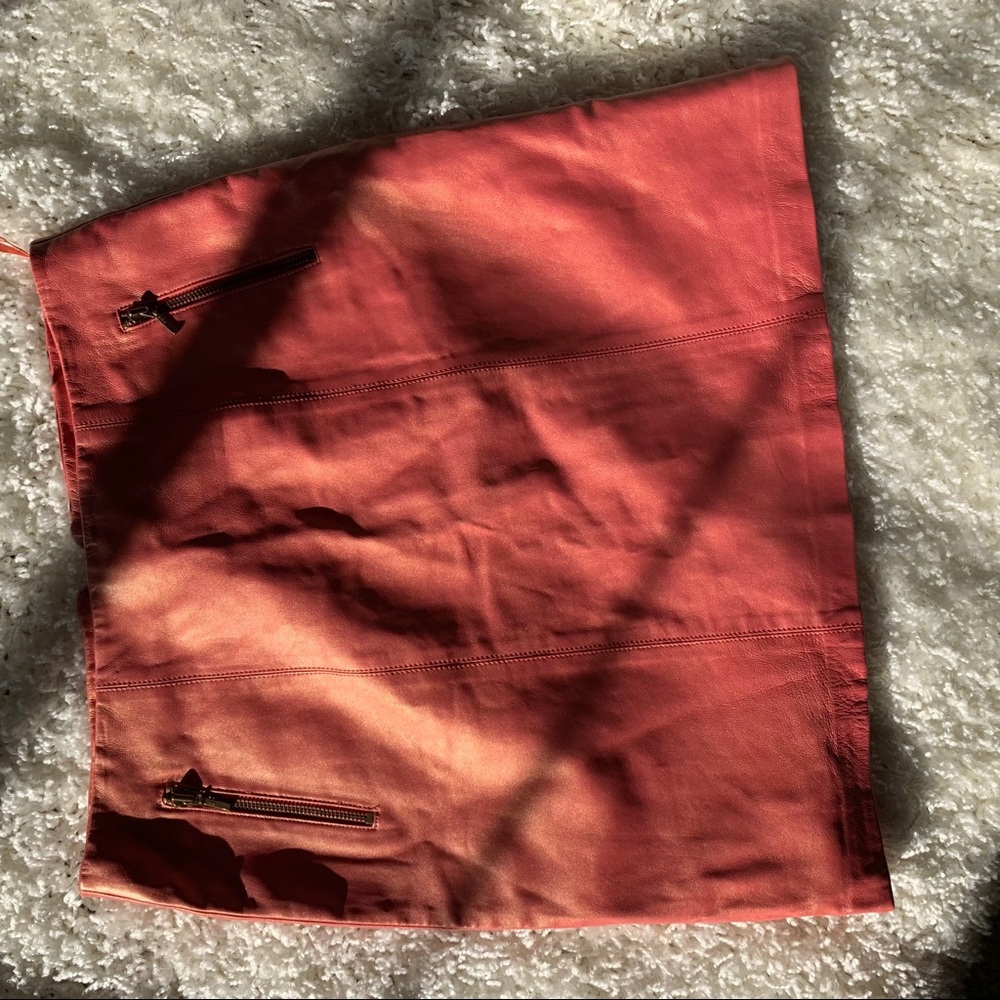 Coral Cache Leather Skirt